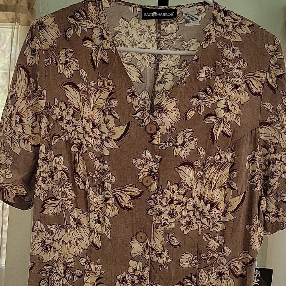 Vintage Sag Harbor Floral Midi Dress Y2K Button Front Rayon Size 16 NWT - Picture 5 of 14